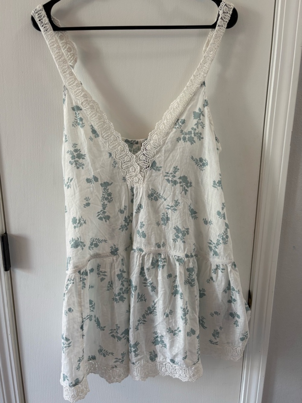By Anthropologie Embroidered Trim V Neck Mini Sleep Dress Size XS